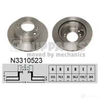 Тормозной диск NIPPARTS 6DL2 2M N3310523 8711768520328 Kia Sorento (JC, BL) 1 Кроссовер 2.5 CRDi 140 л.с. 2002 – 2024