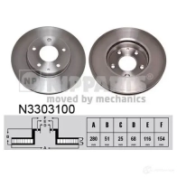 Тормозной диск NIPPARTS Mazda 3 (BM, BN) 3 Хэтчбек 1.5 100 л.с. 2013 – 2025 7OF AWZ 8718638547072 N3303100