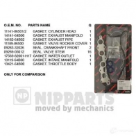 Комплект прокладок двигателя NIPPARTS 2032548 VVW8 J5D 8711768031480 J1248013