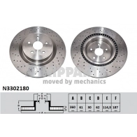 Тормозной диск NIPPARTS AUZ OB Lexus IS (XE20) 2 Седан 5.0 IS F (USE20) 423 л.с. 2007 – 2013 N3302180 8711768857004