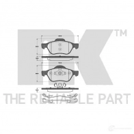 Тормозные колодки дисковые, комплект NK 5703858809355 A36 4U 223956 Renault Clio (BR, CR) 3 Хэтчбек 2.0 16V (BR0C. BR0K. CR0C. CR0K) 139 л.с. 2006 – 2025