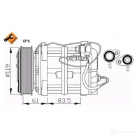 Компрессор кондиционера NRF 8718042015631 NEL6E I Volvo S70 1 (874) Седан 2.4 170 л.с. 1997 – 2000 32108