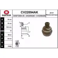 Шрус граната EAI CV22094AK Audi 100 (C4) 4 Седан 2.0 E 16V 140 л.с. 1992 – 1994 045ST2 094-45 CV22094AK