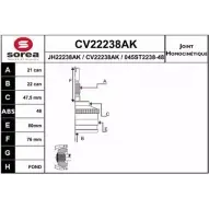 Шрус граната EAI CV22238AK 045ST22 38-48 2803878 CV22238AK