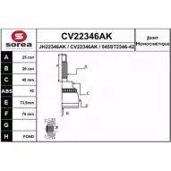 Шрус граната EAI CV22346AK Suzuki Liana (ER, RH) 1 Седан 1.3 (RH 413) 90 л.с. 2002 – 2024 CV22346AK 045S T2346-42