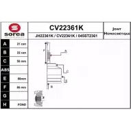 Шрус граната EAI CV22361K Citroen Saxo 1 (S0, S1) Хэтчбек 1.6 VTL.VTR 88 л.с. 1996 – 2003 0 45ST2361 CV22361K