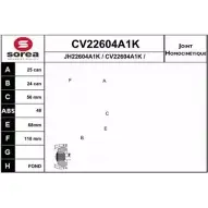 Шрус граната EAI Nissan Qashqai (J10) 1 Кроссовер 1.6 dCi AWD 130 л.с. 2011 – 2013 CV22604A1K 045 ST2604-48 CV22604A1K