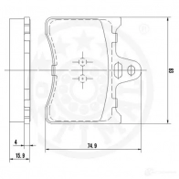 Тормозные колодки дисковые, комплект OPTIMAL 1273648 9175 2 0389 GM774DG - Изображение 3