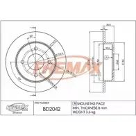 Тормозной диск FREMAX U5FAN 2886399 BD-2042 D NCQF0H