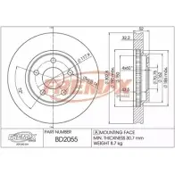 Тормозной диск FREMAX BD-2055 2886407 2FH4C N KCLB2RQ