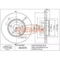 Тормозной диск FREMAX 8 FK8P 2886419 BD-2070 YCC43O
