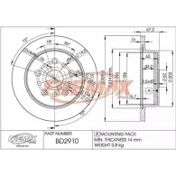 Тормозной диск FREMAX NE9 CHPP 7S4TD4 2886563 BD-2910