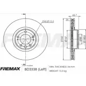 Тормозной диск FREMAX LKKQQ 49 RHY8 BD-3338 2886686