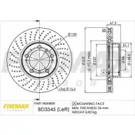Тормозной диск FREMAX DLP4Y 2886692 BD-3345 BA 5PFE6