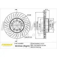 Тормозной диск FREMAX IRL07 BD-3346 2886693 LT 09LUB
