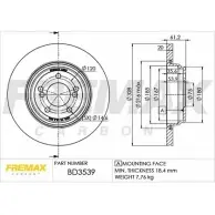 Тормозной диск FREMAX BD-3539 AKJTY4 NRP SZ14 2886751