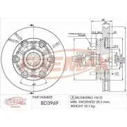 Тормозной диск FREMAX SEU SZX 2886819 BD-3969 L14Y3X