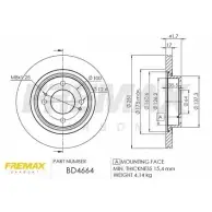 Тормозной диск FREMAX 2887020 BD-4664 A TDGNT1 WOETP8