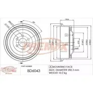 Тормозной барабан FREMAX 2887354 XMZ A78Z X52B1C8 BD-6043