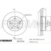 Тормозной диск FREMAX 1 5U4CA XONVHWI BD-7034 2887517