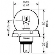 Лампа галогеновая R2 P45T 45/40 Вт 12 В OSRAM 1420580102 4050300001500 7951 SUK3 UV1 - Изображение 2