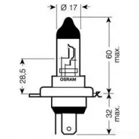 Лампа галогеновая H4 SILVERSTAR +60% 60/55 Вт 12 В 3000-4000K OSRAM 1420580065 64193SV202B 4008321785985 IAN 5YX4 - Изображение 2
