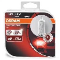 Лампа галогеновая H7 SILVERSTAR +60% 55 Вт 12 В 3000-4000K OSRAM VA OTY34 1439691625 64210SV2DUOBOX
