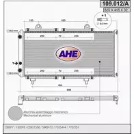 Радиатор охлаждения двигателя AHE 109.012/ A 2924802 VYZWVIT 109.012/A
