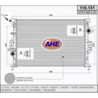 Радиатор охлаждения двигателя AHE 11 0.151 22WTN0 Ford Focus 3 (CB8) Хэтчбек 1.6 TDCi ECOnetic 105 л.с. 2012 – 2024 110.151