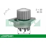 Водяной насос, помпа LUCAS ENGINE DRIVE LDWP0491 0QQCQ0 QSW8 U3 Citroen Xsara 1 (N1) Хэтчбек 1.5 D 57 л.с. 1997 – 2000