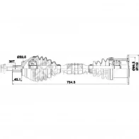 Приводной вал PATRON Volkswagen Passat (B6) 4 Универсал 2.0 BlueTDI 143 л.с. 2009 – 2010 PDS0254 QL1 IU2D