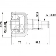 Шрус PATRON 1425550177 pcv4003 L75YV Y