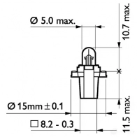 Лампа панели приборов PHILIPS 13597CP 836494 Bax 8,3s/1,35 grey GOC 48384328 - Изображение 2