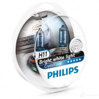 Лампа галогеновая H11 CRYSTALVISION 55 Вт 12 В PHILIPS 1420580198 12362CVSM CGG J0