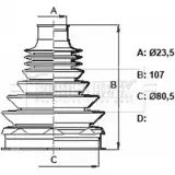 Пыльник шруса, ремкомплект BORG & BECK BCB6369 10Q6CM Fiat Panda (312, 519) 3 Хэтчбек 1.3 D Multijet 4x4 75 л.с. 2012 – 2025 ZM 13R