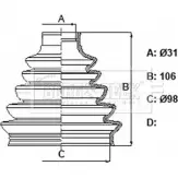 Пыльник шруса, ремкомплект BORG & BECK BCB6409 Land Rover Discovery 3 (L319) Внедорожник 4.0 V6 4x4 218 л.с. 2004 – 2009 UNAPY7 ENQ0 U