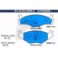 Тормозные колодки дисковые, комплект GALFER B1.G102-0009.2 20888 2088 7 3285597