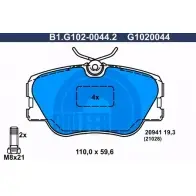 Тормозные колодки дисковые, комплект GALFER B1.G102-0044.2 2094 1 3285608 G1020044