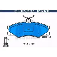 Тормозные колодки дисковые, комплект GALFER B1.G102-0209.2 G1020209 2 0979 Volkswagen Transporter (T3) 3 Фургон 1.6 TD 69 л.с. 1984 – 1992