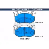 Тормозные колодки дисковые, комплект GALFER B1.G102-0216.2 3285650 20 973 20974