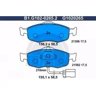 Тормозные колодки дисковые, комплект GALFER 2 1396 3285666 21582 B1.G102-0265.2