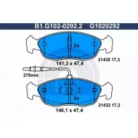 Тормозные колодки дисковые, комплект GALFER B1.G102-0292.2 21432 214 30 3285680