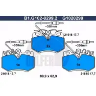 Тормозные колодки дисковые, комплект GALFER 3285686 B1.G102-0299.2 2 1614 21615