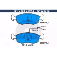 Тормозные колодки дисковые, комплект GALFER 23229 209 07 B1.G102-0319.2 3285701