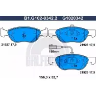 Тормозные колодки дисковые, комплект GALFER B1.G102-0342.2 21 927 Fiat Bravo (182) 1 Хэтчбек 1.9 JTD 100 л.с. 2000 – 2001 21928