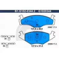 Тормозные колодки дисковые, комплект GALFER 208 87 3285718 20888 B1.G102-0344.2