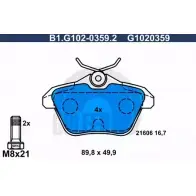 Тормозные колодки дисковые, комплект GALFER G1020359 B1.G102-0359.2 2 1606 3285727