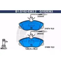 Тормозные колодки дисковые, комплект GALFER 2 1674 3285730 B1.G102-0363.2 21886