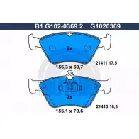 Тормозные колодки дисковые, комплект GALFER B1.G102-0369.2 2 1411 3285733 21413