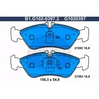 Тормозные колодки дисковые, комплект GALFER B1.G102-0397.2 2159 2 21593 3285746